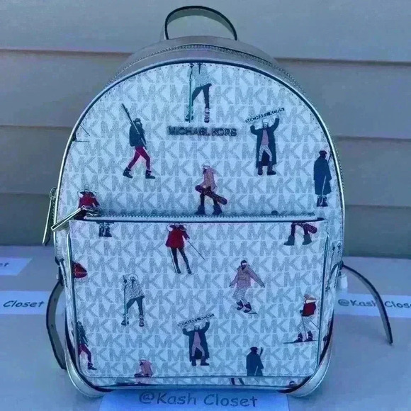 Michael Kors Backpack Adina Medium Jet Set Girls MK Signature Bright White Multi - Picture 1 of 12